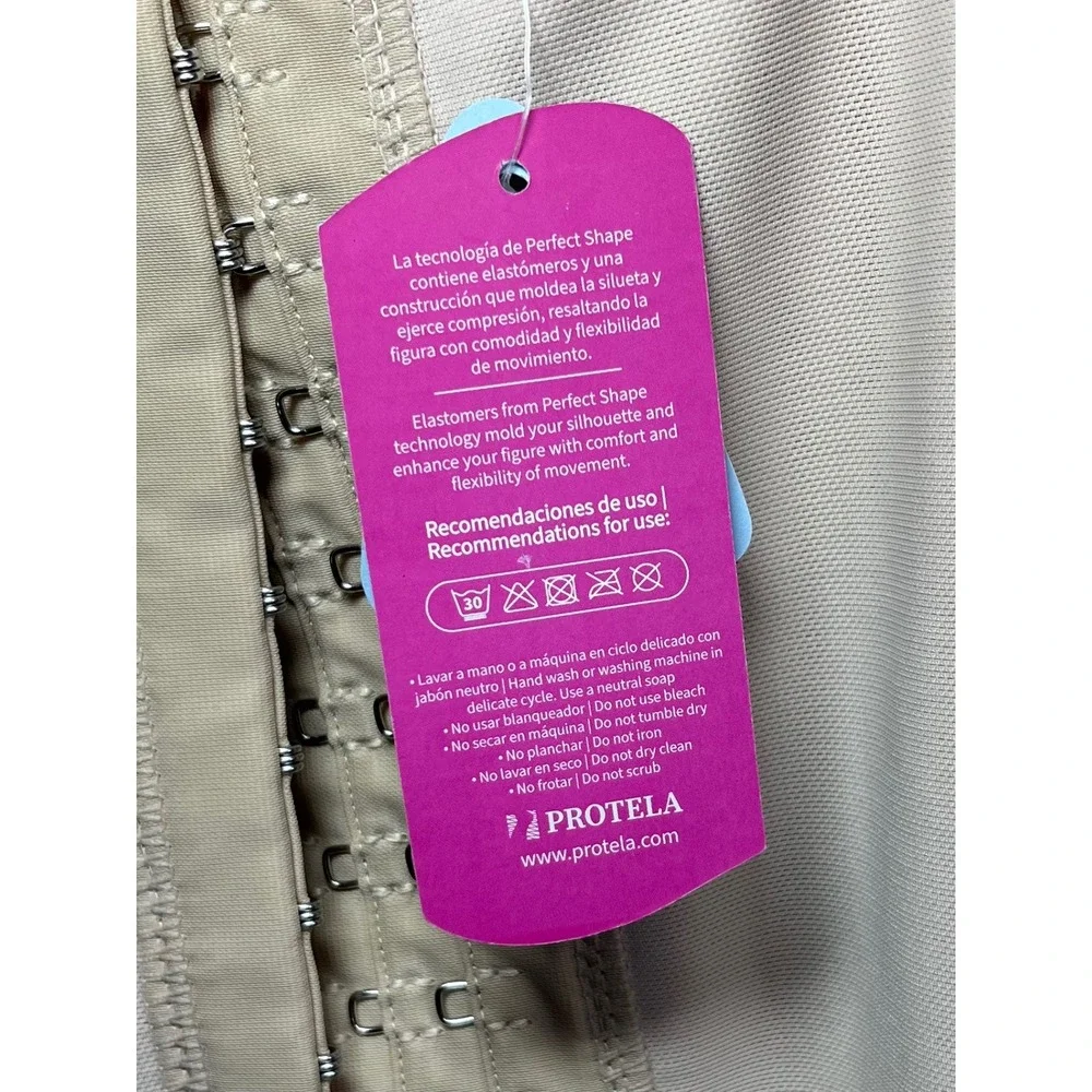 Cathleen Fajas NWT Perfect Shape Bodysuit L Beige Hook Eye Compression Shaper